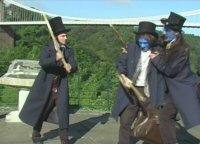 'The Nine Lives of Isambard Kingdom Brunel': A modern mummers' play performed by Rag Morris by the Clifton Suspension Bridge, Bristol