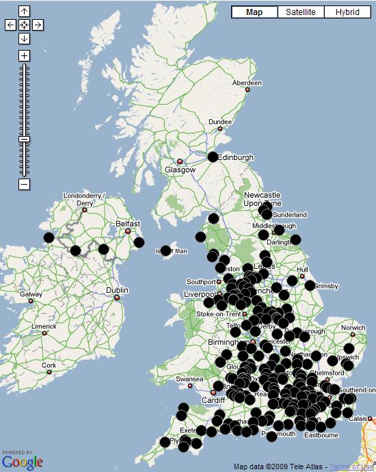 Folk Play Distribution Map: Modern Performing Groups