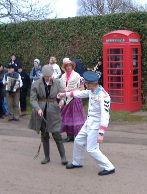 Sullivan's Sword 2009. The Recruiting Sergeant tries to enlist the Farmer's Man, to the consternation of the Lady Bright and Gay